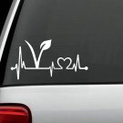 K1132 Vegan Vegetarian Heartbeat Lifeline Decal Sticker