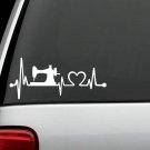 K1090 Sewing Machine Heartbeat Lifeline Decal Sticker Car Suv Van Love To Sew