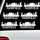 6-PACK F1064 Nashville Skyline 6-INCH Decal Sticker Country Music Guitar Laptop