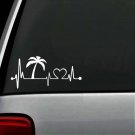 Palm Tree Heartbeat Lifeline Monitor Decal Sticker for Car Window Laptop Art