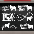 6 Australian Shepherd Aussie Mom Dad Heartbeat Infinity Decal Sticker Set E1081