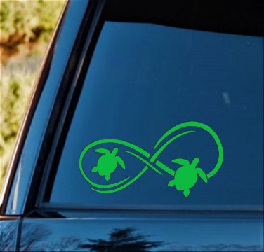 Neon Green Sea Turtle Infinity Decal Sticker for Car Window Laptop Art