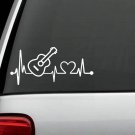 K1068 Acoustic Guitar Heartbeat© Lifeline Monitor Decal Sticker