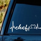 Chef Heartbeat Lifeline Decal Sticker for Car Window BG122 hat apron cooking art