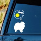 Pomeranian Pom Dreaming Dog Bone Yellow Tennis Ball Decal Sticker b1147 Chew Mom