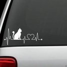 K1011 Cat Heartbeat Lifeline Monitor Decal Sticker Car Truck SUV Van Laptop