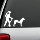 B1110 Hiker Girl Hiking Cane Corso Mastiff Decal Sticker