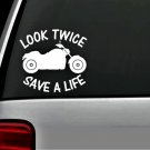 Look Twice Motorcycle Safety Decal Sticker for Car Window Helmet Biker Truck Art