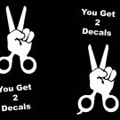 C1070 Get (2) HAIR STYLIST DRESSER SALON SCISSORS DECAL STICKER CAR TRUCK SUV