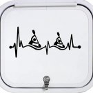 K1179BLK Guy Girl Kayak Heartbeat Lifeline Black Decal Sticker Canoe Boat Paddle
