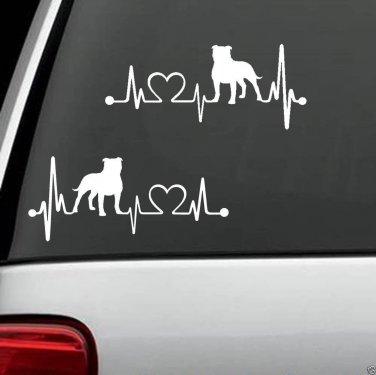 2-Count Pit Bull Flop Ear Heartbeat Lifeline Monitor Pitbull Decal Sticker K1024