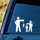 Father and Son in Baseball Cap Funny Fishing Decal Sticker F1089 Rod Reel Tackle