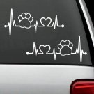 2-COUNT Paw Heartbeat Lifeline Monitor Dog Cat Pet K1083a Decal Sticker Pet Gift