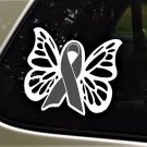 Silver Awareness Ribbon Butterfly Decal Brain Parkinsons Disease Disabled Abuse