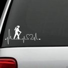 K1012 Girl Hiker Heartbeat© Lifeline Hiking Camping Decal Sticker Backpack Tent