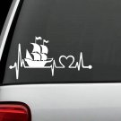 K1098 Pirate Ship Heartbeat Lifeline Decal Sticker Jolly Roger skull Crossbones