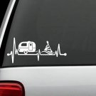 K1149 Camper Travel Trailer Kayak Heartbeat Decal Sticker Tent Hiker Camper Art