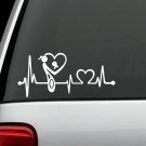 K1121 Mom Loves Daughter Mother Heartbeat Lifeline Decal Sticker Laptop Ivory