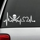 K1085 Jolly Roger Pirate Heartbeat Lifeline Monitor Decal Sticker