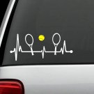 Tennis Racquet Racket with Yellow Ball Heartbeat Lifeline Decal Sticker L1069