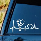 K1145 Mother Mom Loves Puppy Heartbeat Lifeline Monitor Decal Sticker Dog Art