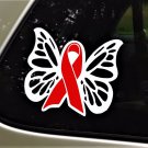 Red Awareness Ribbon Butterfly Decal Heart Disease Cancer AIDS Brain Stroke DARE