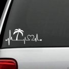 K1016 Palm Tree Heartbeat© Lifeline Decal Sticker Car Truck SUV Beach Vacation