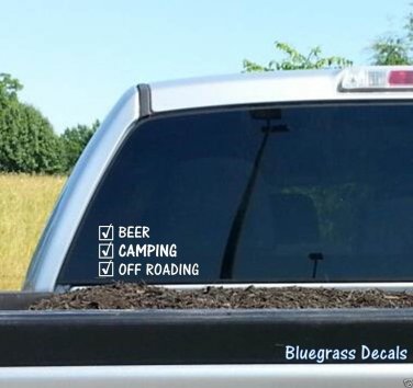 A1074 BEER CAMPING OFF ROADING 4X4 FUNNY VINYL DECAL STICKER FOR MUD ATV FISHING
