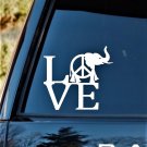 C1123 Elephant Peace Sign LOVE 5 Inch Decal Sticker Car Truck SUV VAN Ivory Art