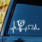 K1143 Mom Loves Boy Girl Twins Mother Heartbeat Lifeline Decal Sticker Laptop