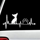 Chihuahua Heartbeat Dog Paw Decal Sticker Car Truck SUV Van Laptop Mac BG134