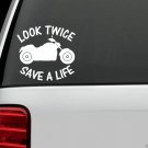 B1020 LOOK TWICE MOTORCYCLES Decal Sticker Car Truck SUV Van BIKER HELMET ART