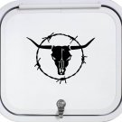 Black Longhorn Bull Cow Skull Barb Barbed Wire Decal Sticker Truck Trailer