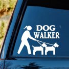 M1133 Dog Walker Girl Decal Sticker Gift For Car SUV Van Laptop Surface Leash