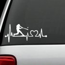 K1075 Baseball Guy Batting Heartbeat © Lifeline Decal Sticker Glove Bat Helmet