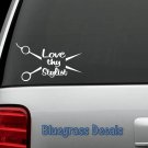 A1036 Love Thy Stylist Scissors Decal Sticker for Car Truck SUV Van Hair Dresser