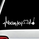 Banjo Heartbeat Lifeline Decal Sticker Car Window BG125 Guitar Fiddle Mandolin
