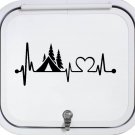 Camp Camper Tent Heartbeat Lifeline Camping Black Vinyl Decal Sticker Car Truck