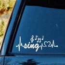 Sing Music Notes Heartbeat Decal Sticker Marching Band Guitar Musical Bass K1174