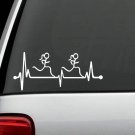 F1081 Run Girl & Girl Heartbeat Runner Womens Running 10K 5K sup Decal Sticker