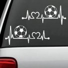 2-Count Soccer Ball Heartbeat Monitor Decal Sticker Car Truck SUV Laptop *K1110a