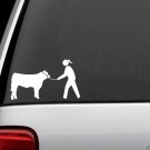 H1087 Cow Cattle Show Halter Lead Chain Girl Decal Sticker Derby Barn Western