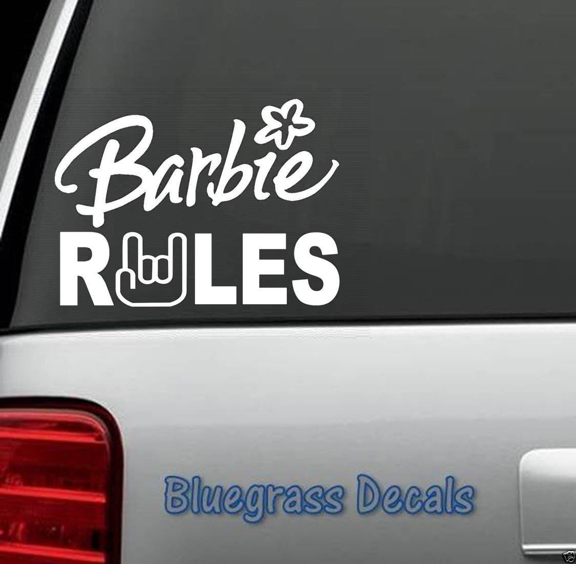 D1030 Barbie Rules Decal Sticker Car Truck SUV Van Mirror Wall Mattel ...