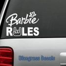 D1030 Barbie Rules Decal Sticker Car Truck SUV Van Mirror Wall Mattel Vintage