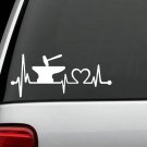 K1148 Blacksmith Anvil and Hammer Heartbeat Lifeline Monitor Decal Sticker