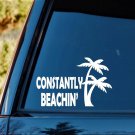 Constantly Beachin Palm Tree Ocean Beach Vacation Vinyl M1146 Decal Sticker