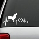 K1163 Farm Rooster Heartbeat Lifeline Decal Sticker Chicken Poultry Vintage deco
