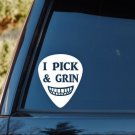 M1056 Pick & Grin Smile Guitar Shaped Decal Sticker Bluegrass Folk Music Laptop