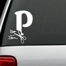 L1062 Letter P Hairdresser Hair Stylist Salon Spa Decal Sticker Curling Iron Art