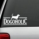 M1015 Basset Dogoholic © Dog Decal Sticker Car Truck SUV Laptop Mirror Surface